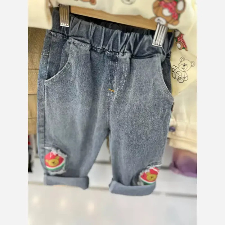 ست بلوز و شلوار تدی و شلوار مام استایل جین بچه گانه وارداتی بهاره و پاییزه