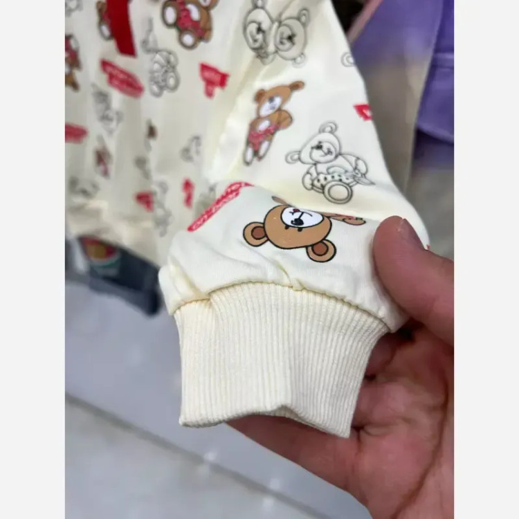 ست بلوز و شلوار تدی و شلوار مام استایل جین بچه گانه وارداتی بهاره و پاییزه